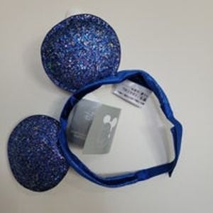 Disney Blue Sparkle Wishes Mickey Mouse Ears Adjustable Headband